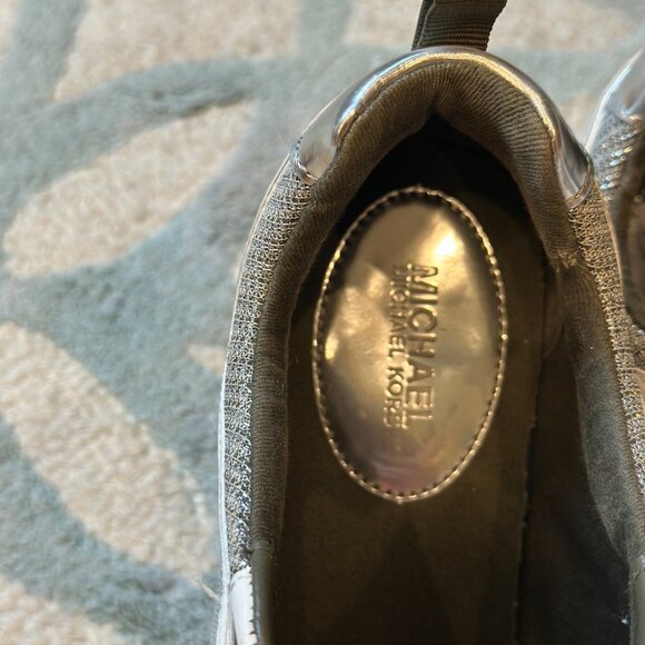 Womens 8.5 Michael Kors Georgie Glitter Chain-Mesh Leather Sneakers Lightly worn - Picture 7 of 11